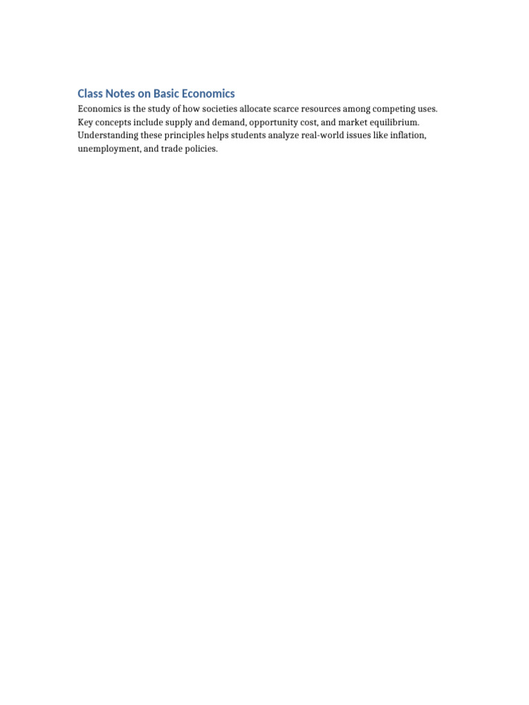 Class Notes On Basic Economics | PDF