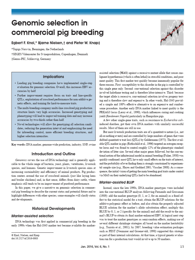 Genomic Selection in Pig Breeding | PDF | Quantitative Trait Locus ...