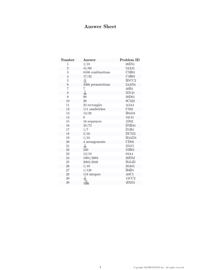 Math Test Answer Key Summary | PDF | Mathematical Analysis | Elementary ...