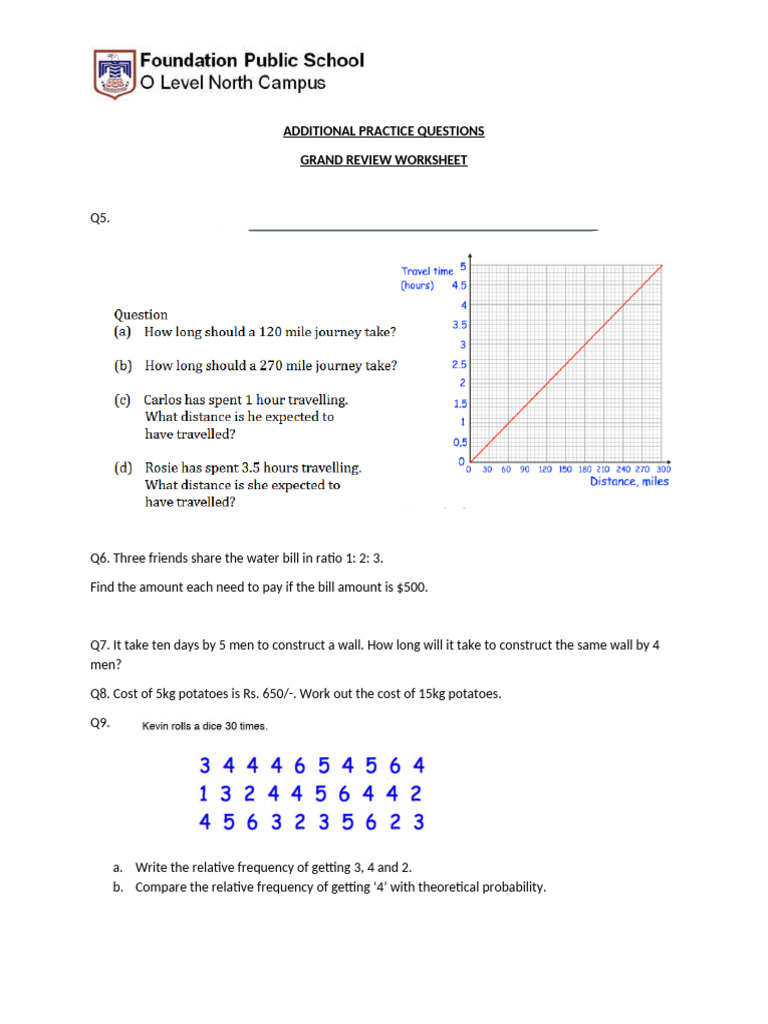 Additional Practice Questions Grand Review Worksheet | PDF