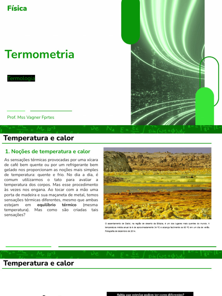 Termometria: Conceitos de Calor e Temperatura | PDF | Temperatura | Celsius