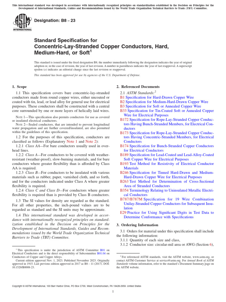 Hard Drawn Copper Conductor Standards | PDF | Wire | Electrical Conductor