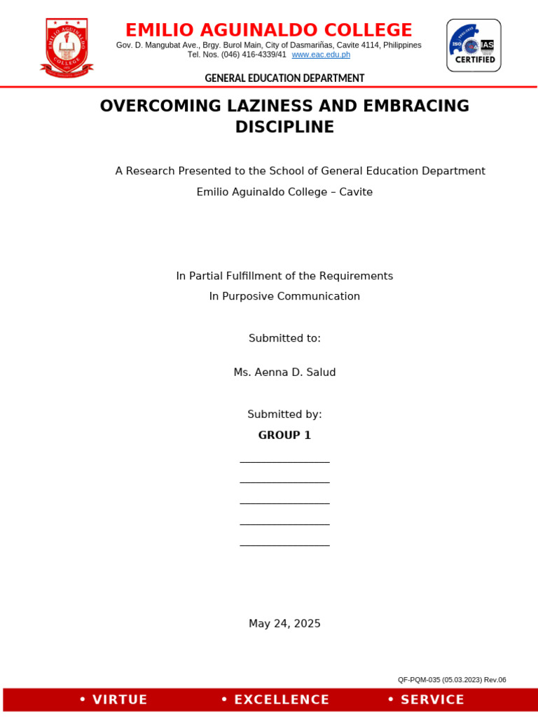 Overcoming Laziness and Discipline | PDF | Scientific Method ...