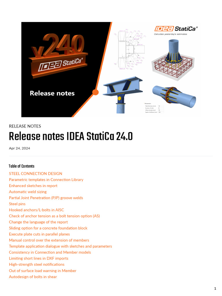 IDEA StatiCa 24.0 Release Highlights | PDF | Bending | Welding
