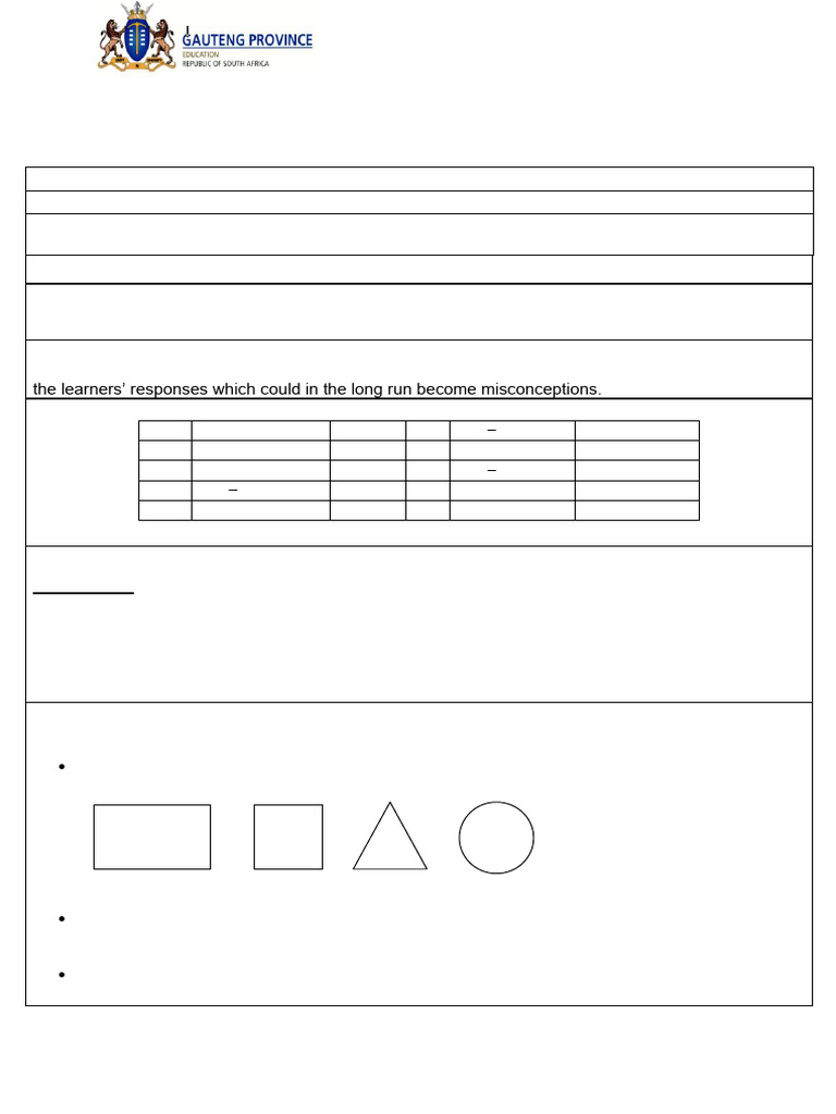 Grade 6 Properties of 2D Shapes Plan | PDF | Rectangle | Shape