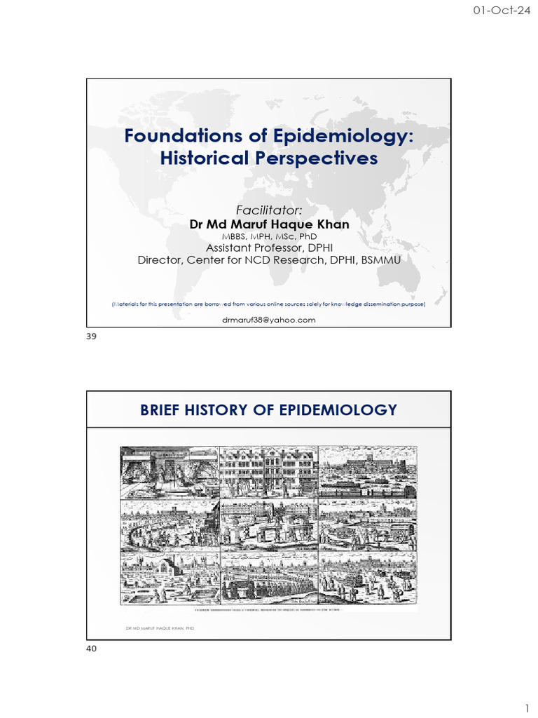 History of Epidemiology Overview | PDF | Epidemiology | Medical Specialties
