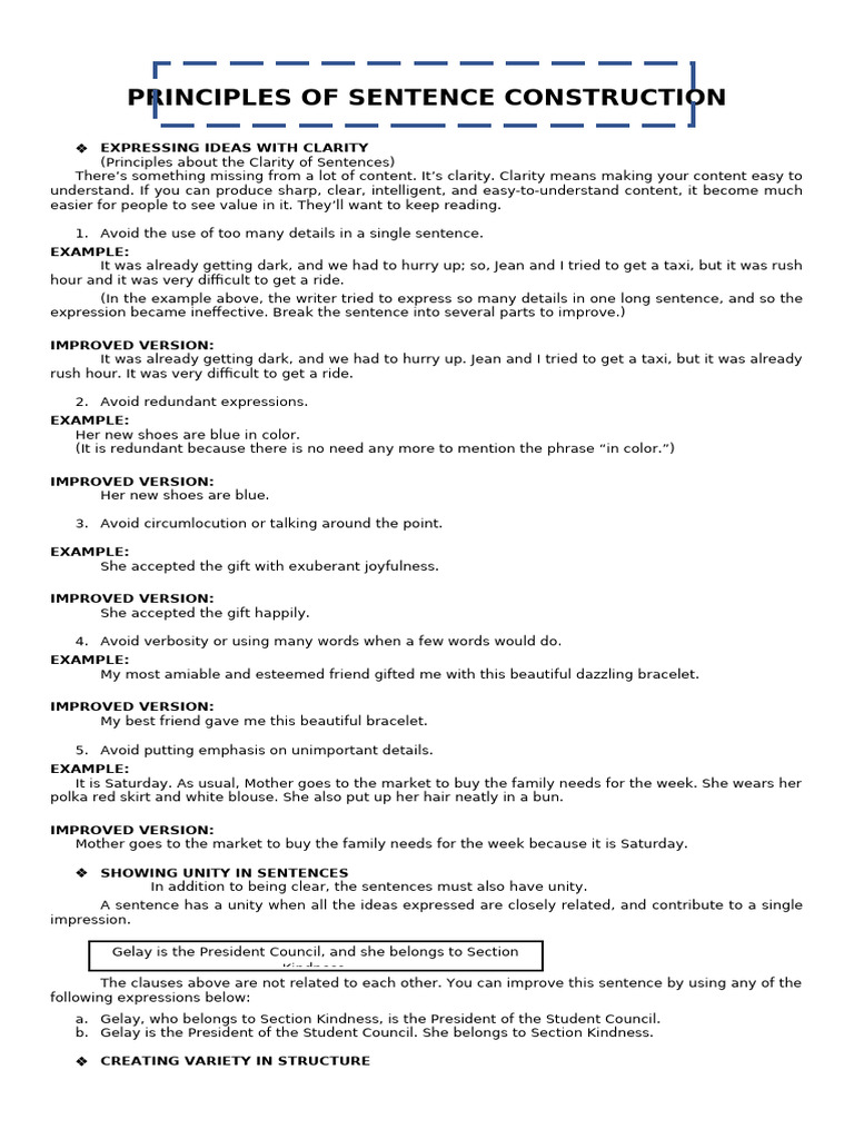 Enhancing Sentence Clarity and Unity | PDF | Semantics | Language Mechanics