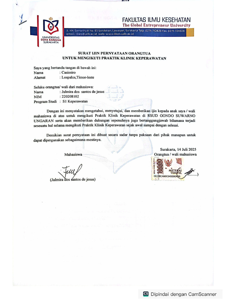 Contoh Surat Ijin Ortu | PDF