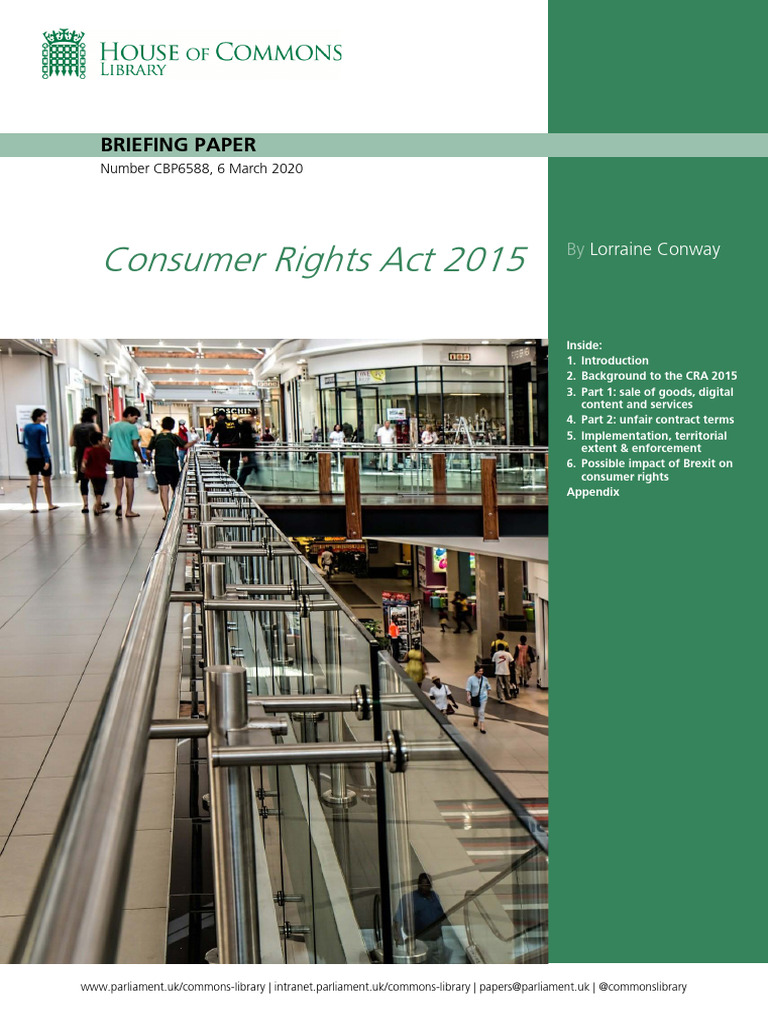 Overview of Consumer Rights Act 2015 | PDF | Consumer Protection ...