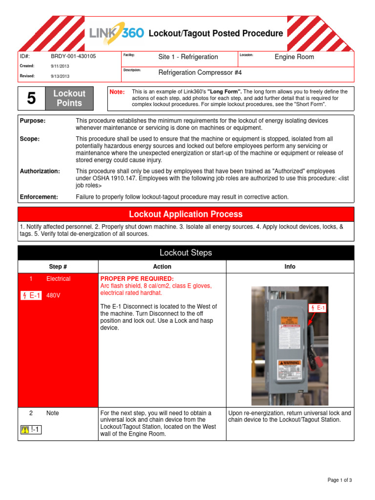 Lockout/Tagout Procedure for Refrigeration | PDF | Safety | Working ...