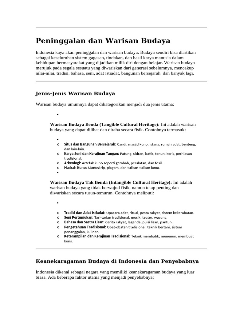 Ciri-Ciri Warisan Budaya Benda | PDF