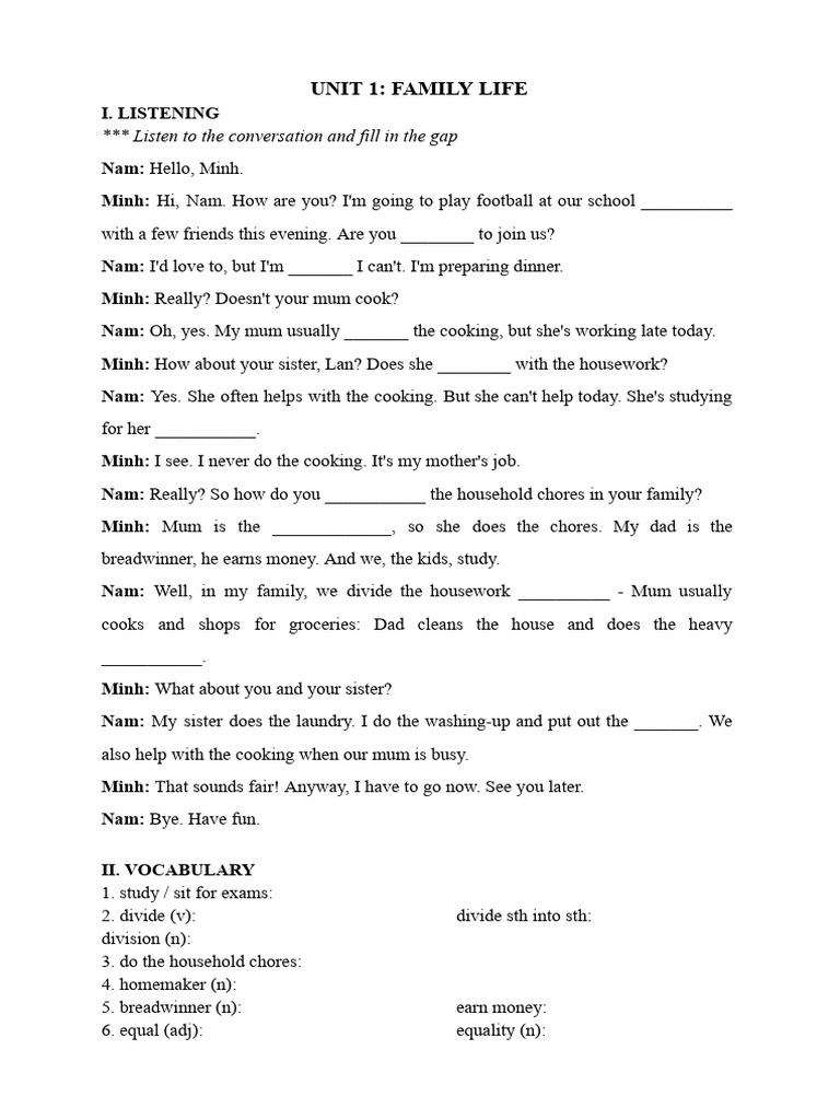 Family Life and Household Roles | PDF