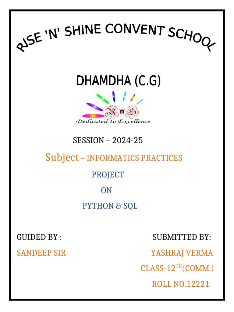Python & SQL Project for Class 12 | PDF