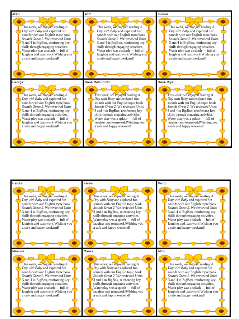 Weeklycomment Template - 2.28 | PDF
