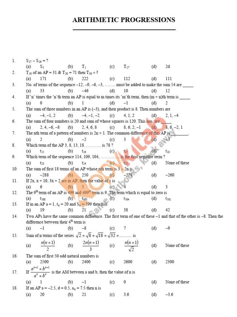 Important AP Questions for CBSE Class 10 | PDF | Mathematics | Number ...