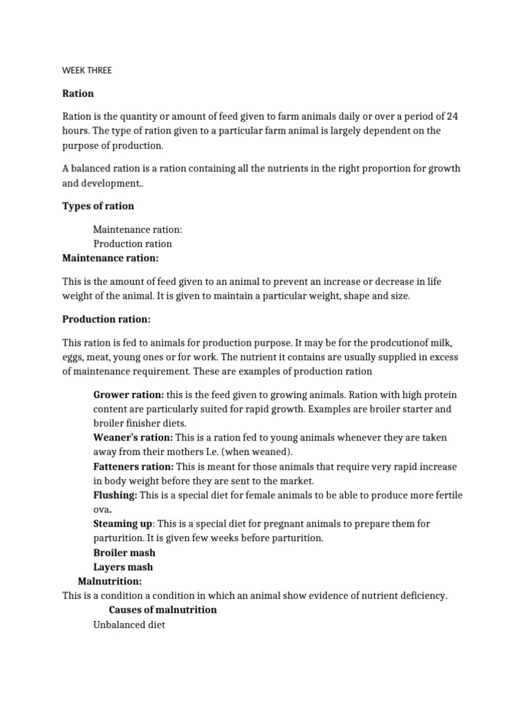 Types and Importance of Animal Rations | PDF | Weaning