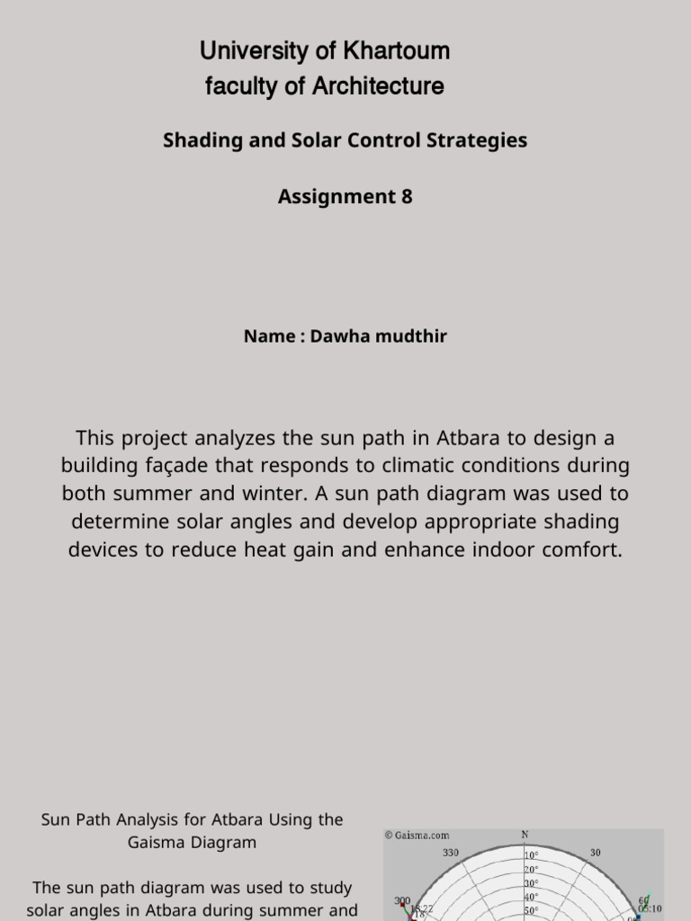 Shading and Solar Control Strategies Assignment 8 Name Dawha Mudthir ...
