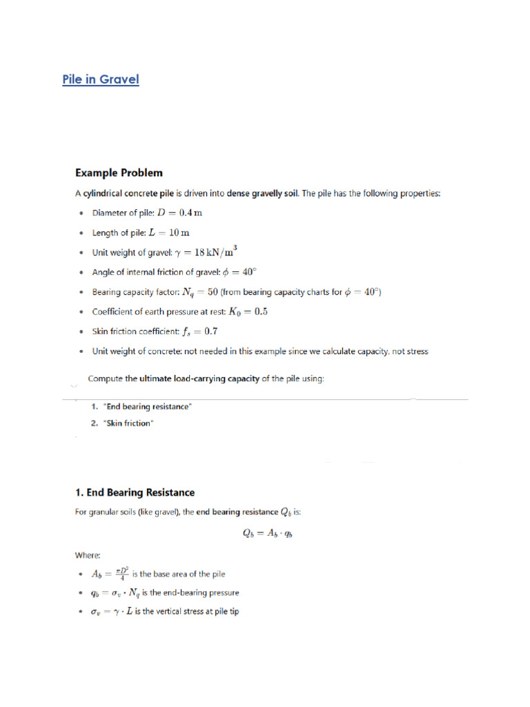 Pile Capacity Analysis in Gravel and Sand | PDF
