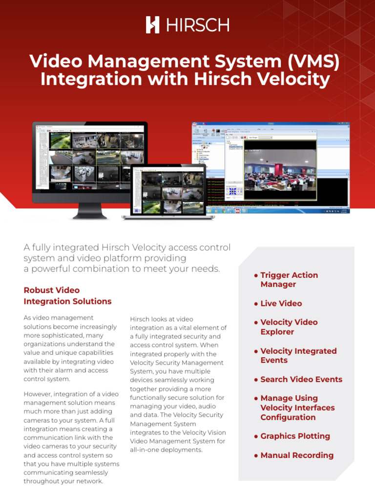 Hirsch Velocity VMS Integration Guide | PDF | Video | System Software
