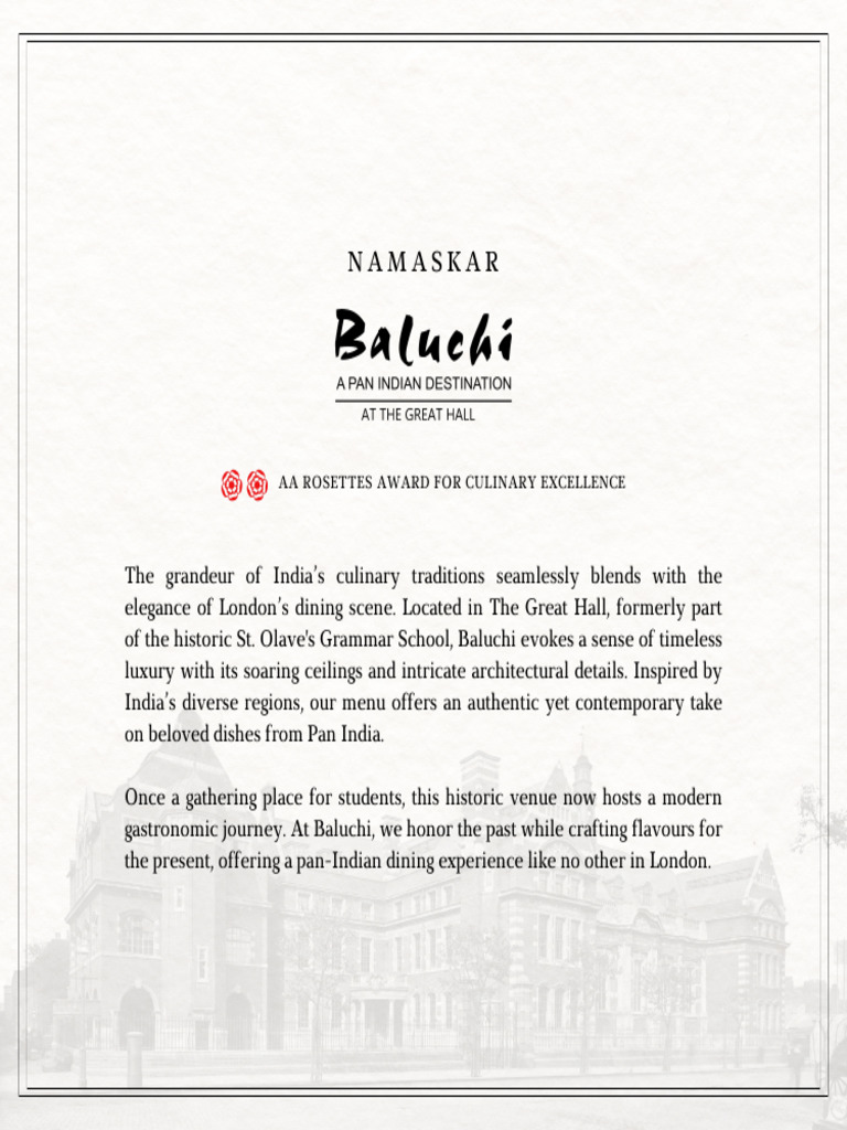 Baluchi - In-Room Dining Menu | PDF | Indian Cuisine | Chutney