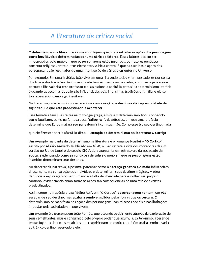Literatura de Crítica Social: Conceitos e Exemplos | PDF | Sociologia ...