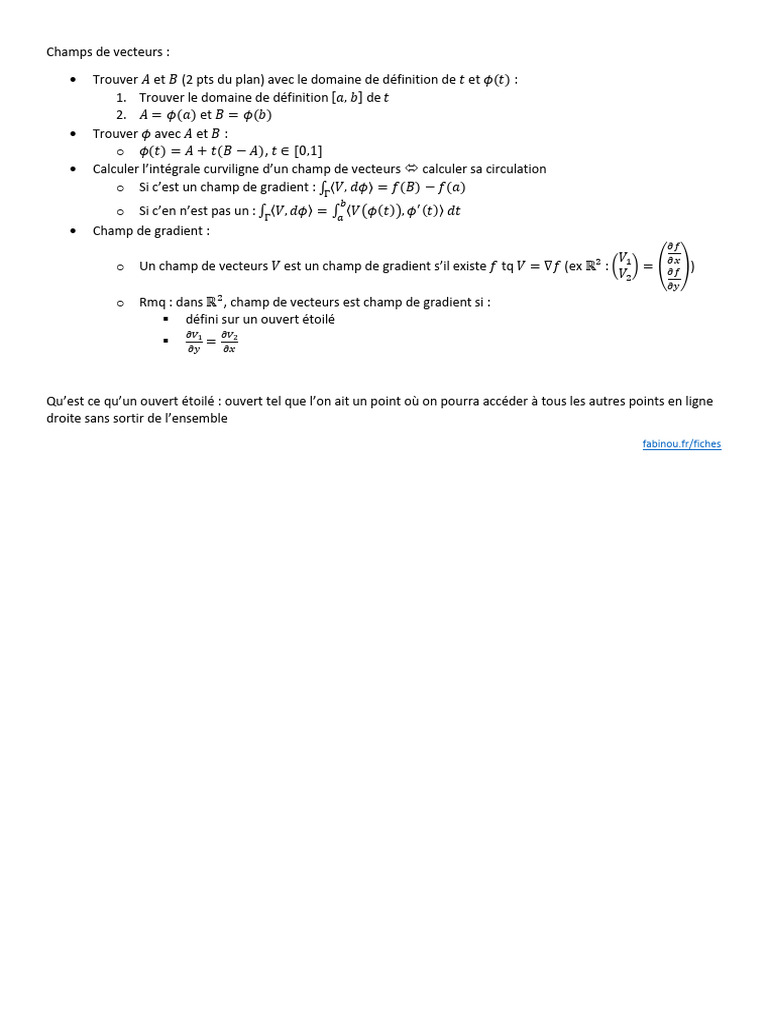 Calcul des champs de vecteurs | PDF