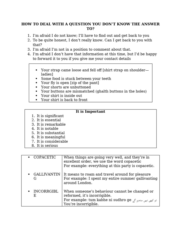 How To Deal With A Question You Don | PDF