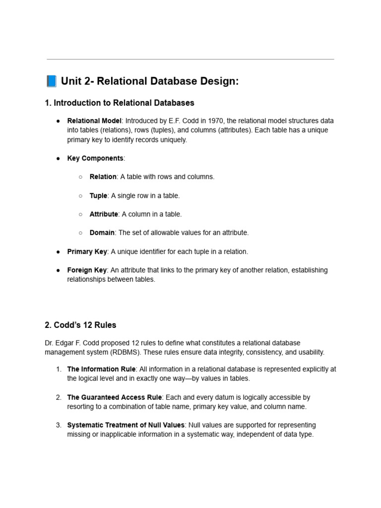 Relational Database Design Fundamentals | PDF | Relational Model ...