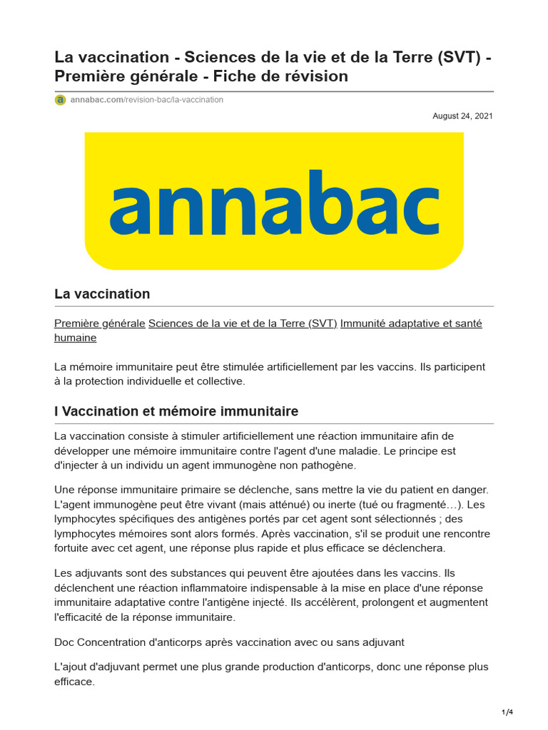 Vaccination et mémoire immunitaire | PDF | Système immunitaire | Vaccins