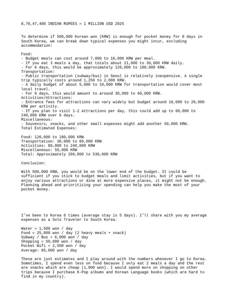 South Korea Expenses | PDF | South Korea | World Politics