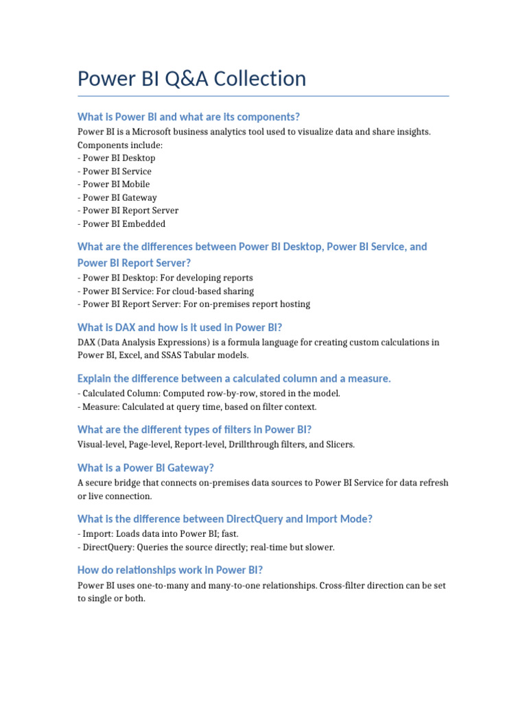 Power BI Interview Guide Overview | PDF | Databases | Information ...