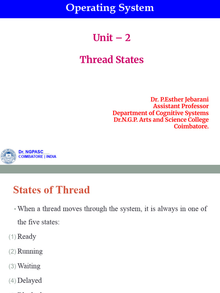Thread States in Operating Systems | PDF