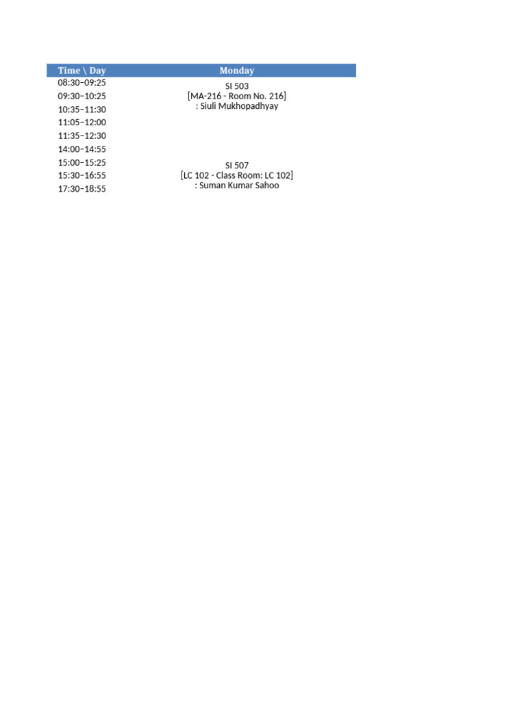 IITB Timetable | PDF