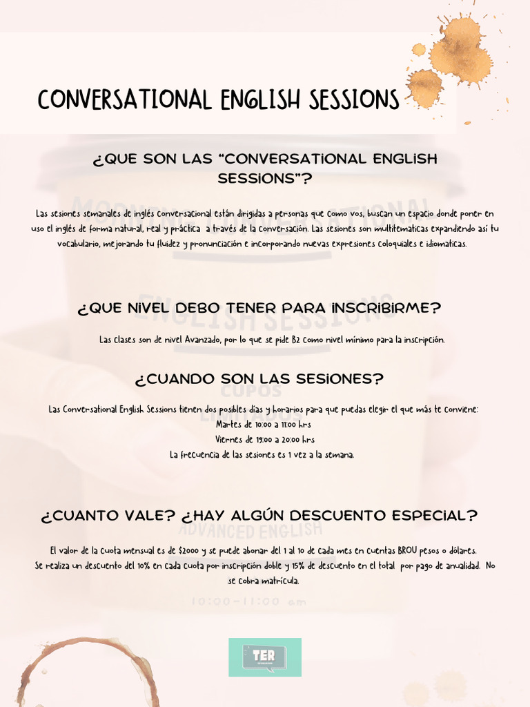 Sesiones de Inglés Conversacional Avanzado | PDF