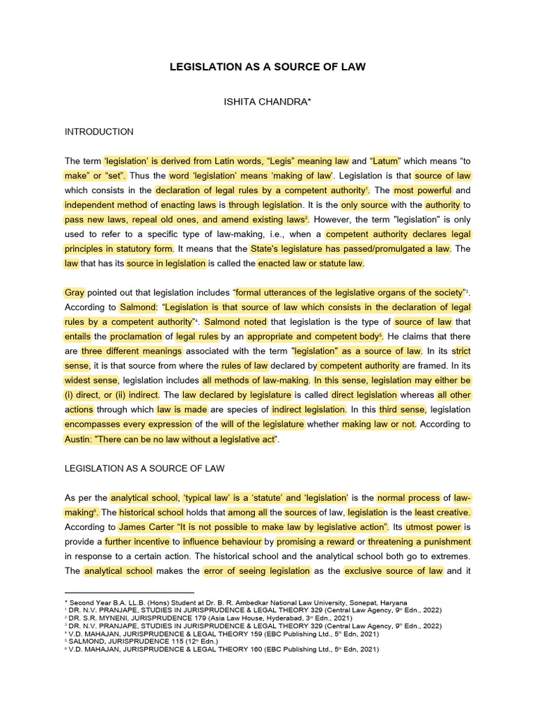 Understanding Legislation as Law Source | PDF | Sources Of Law | Precedent