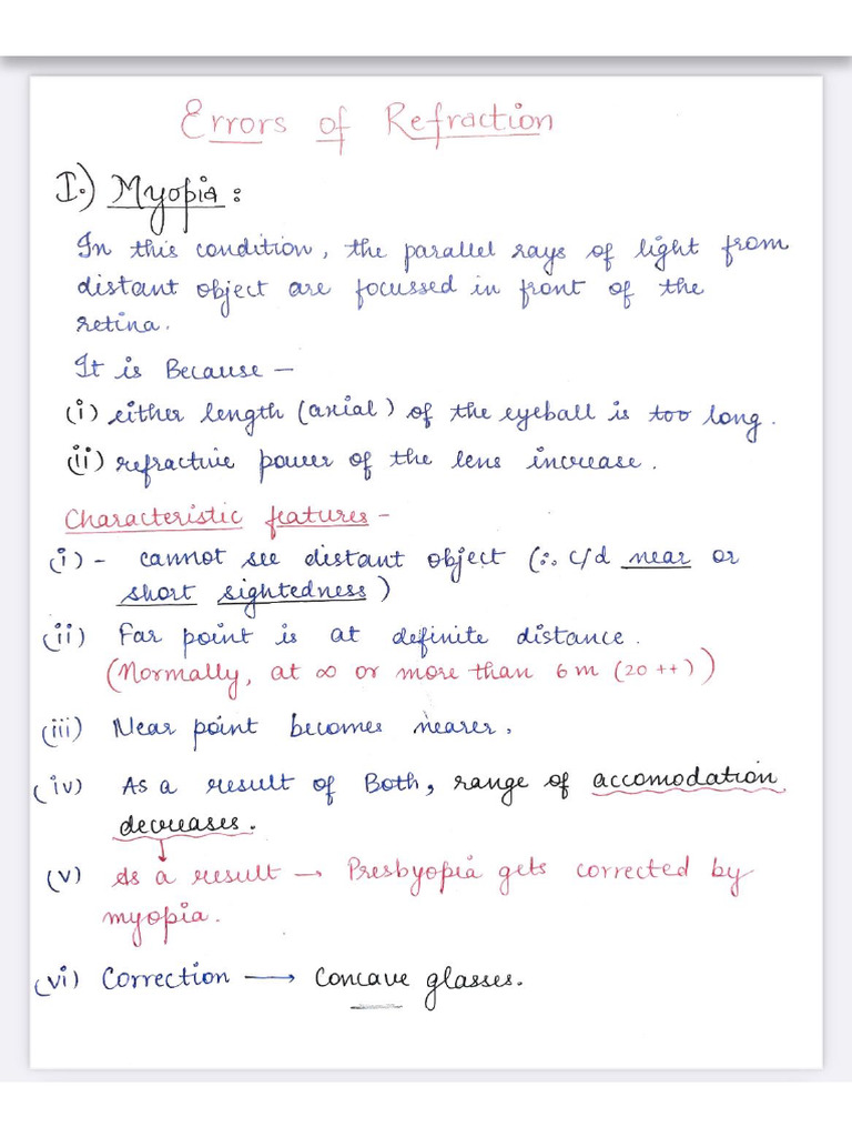Error of Ref and VA | PDF
