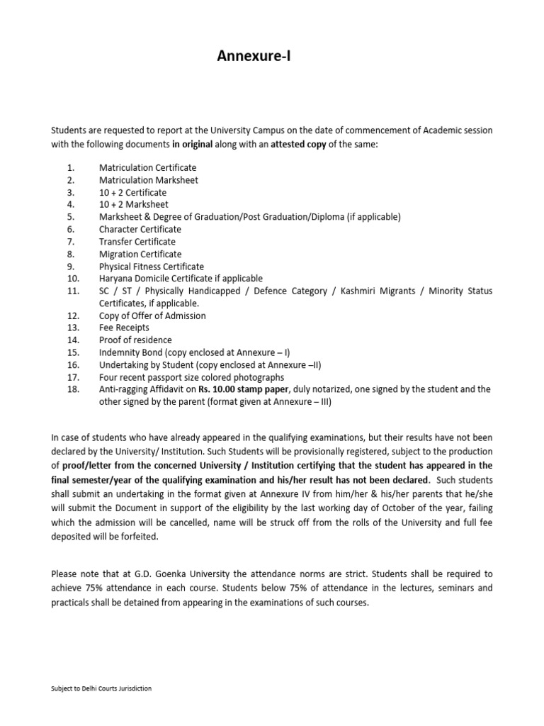 Required Documents for University Admission | PDF
