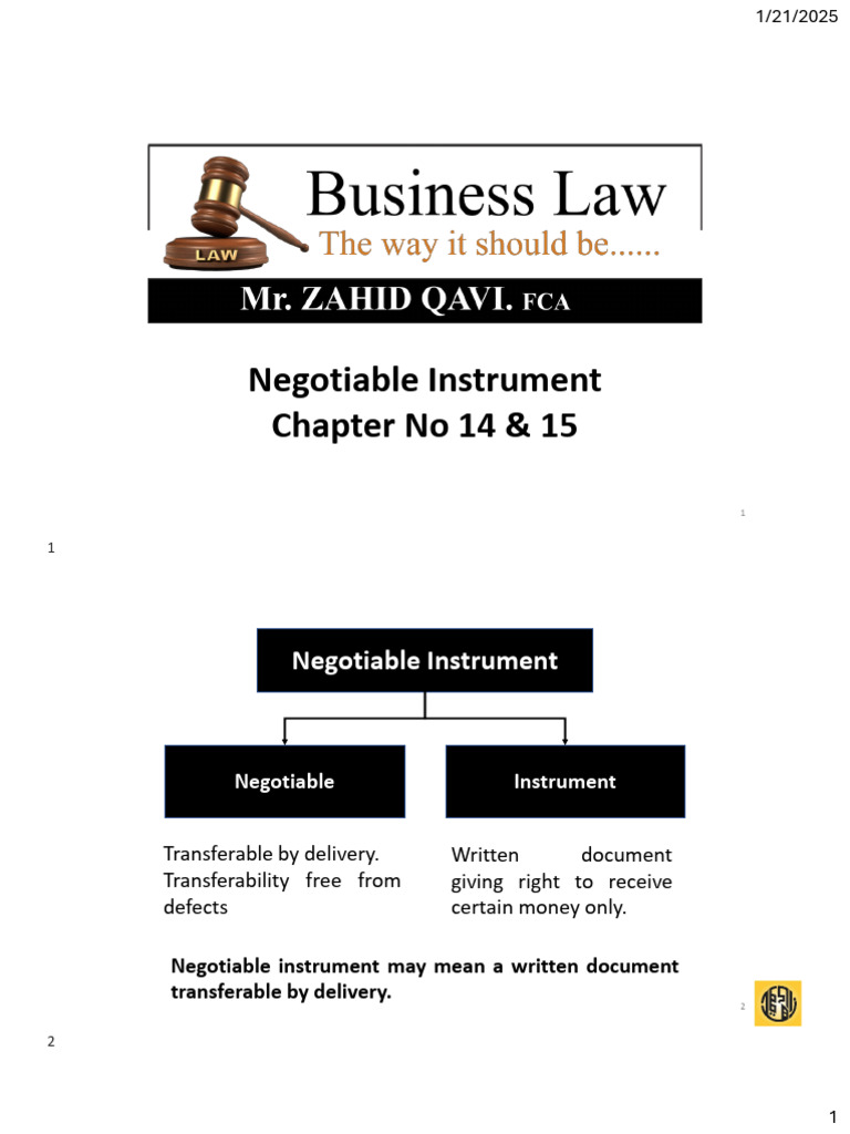 Understanding Negotiable Instruments | PDF | Negotiable Instrument | Cheque