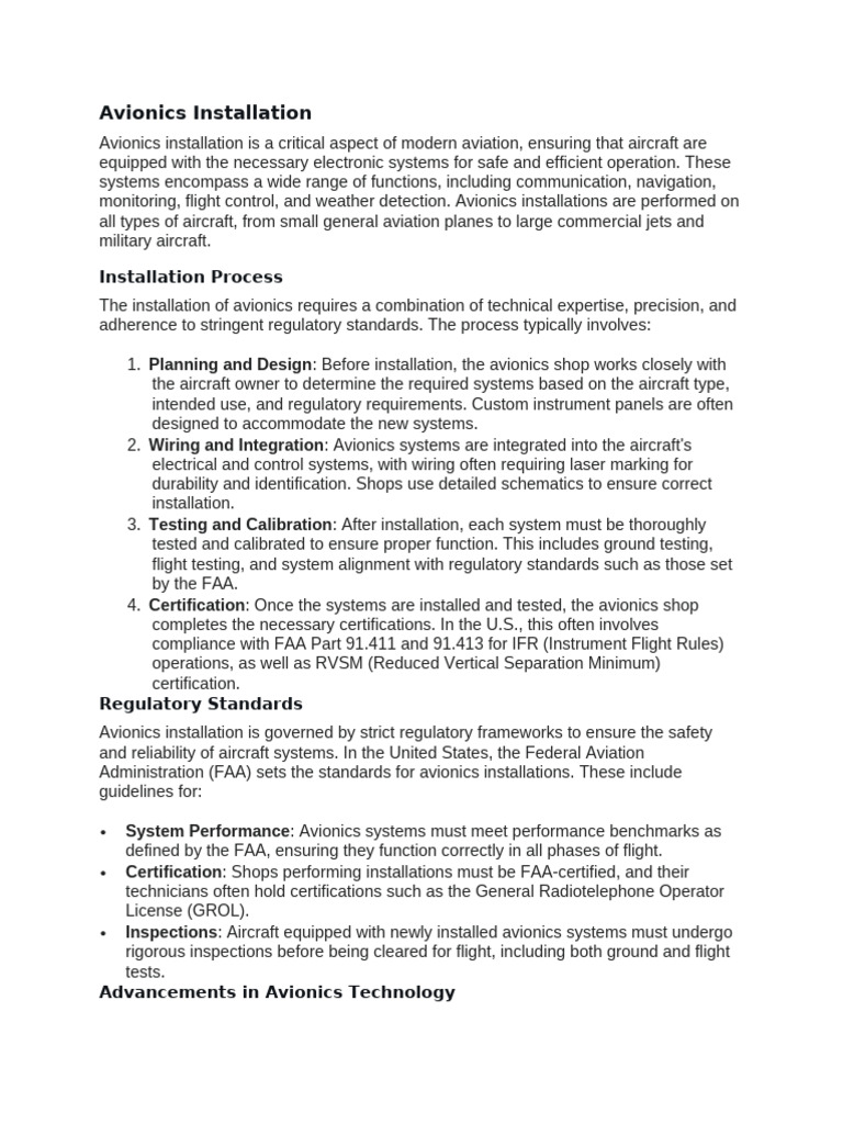 Major Avionics Panel Upgrade Process | PDF | Avionics | Instrument ...