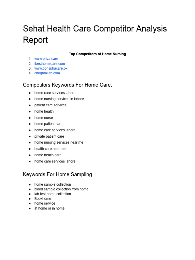 Sehat Health Care Competitor Analysis Report | PDF | Search Engine ...
