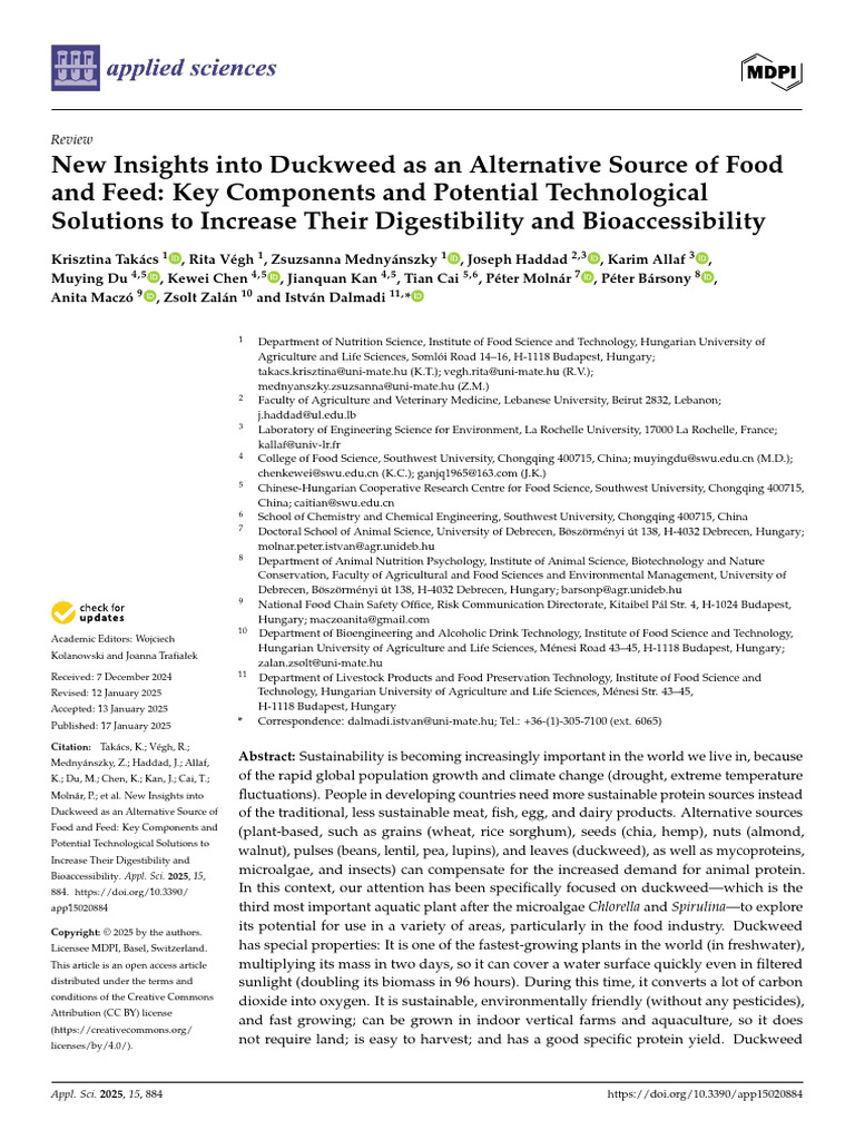 Duckweed: Sustainable Food Source Insights | PDF