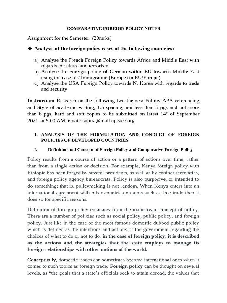 Comparative Analysis of Foreign Policies | PDF | Policy | Foreign Policy