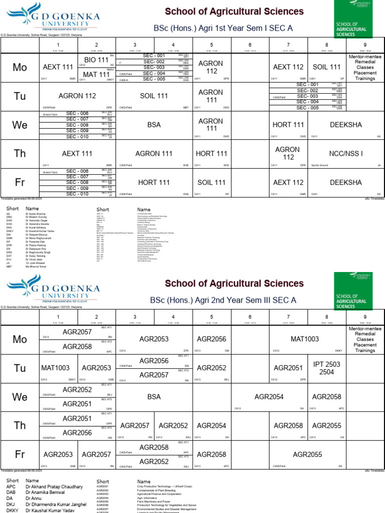 SOAS 2025 Exam Timetable Overview | PDF | Agricultural Science | Agronomy