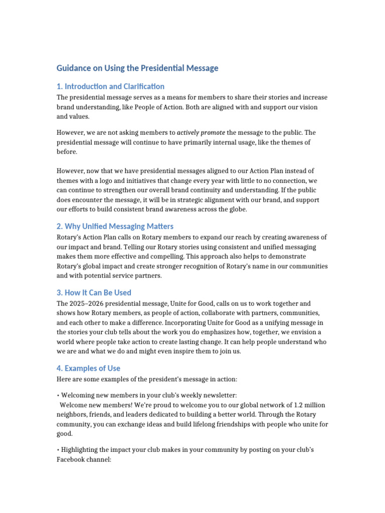 Using the Presidential Message Effectively | PDF | Brand | Human ...