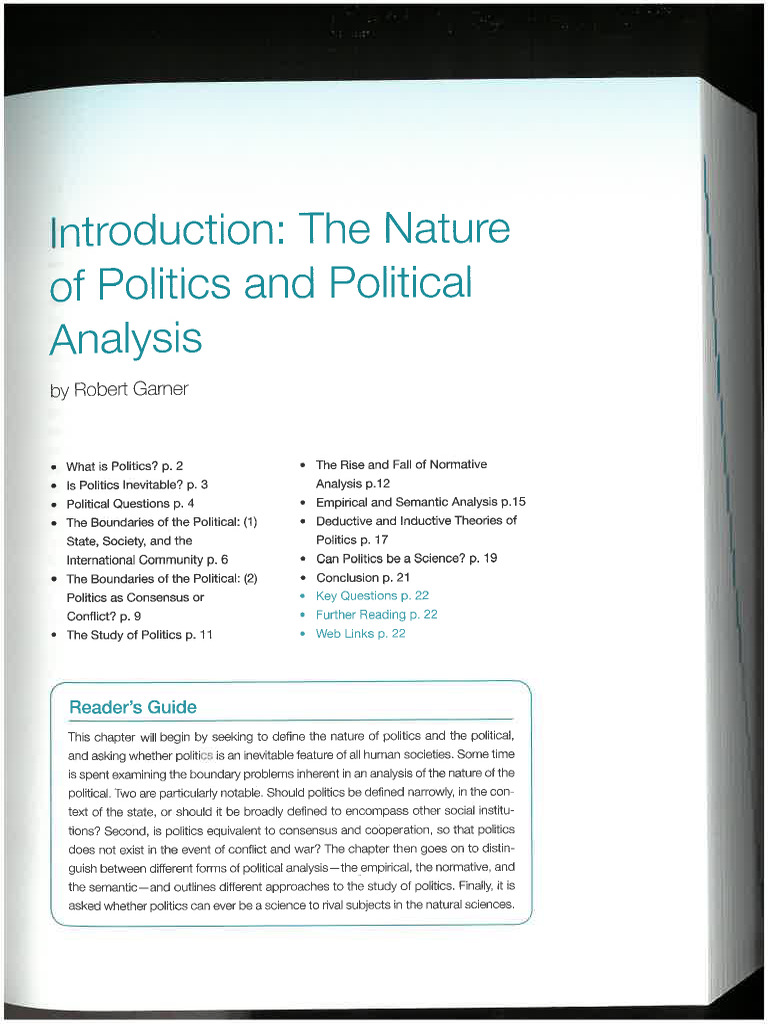 The Nature of Politics and Political Analysis | PDF