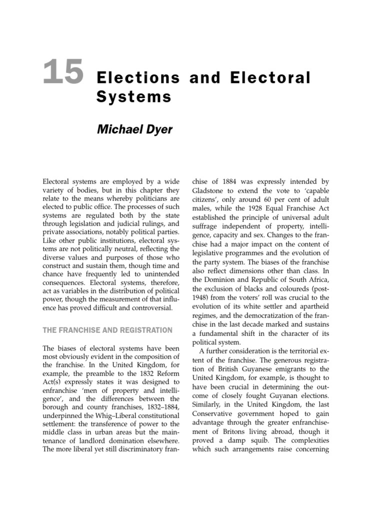 Elections and Electoral Systems | PDF | Voting | Electoral District