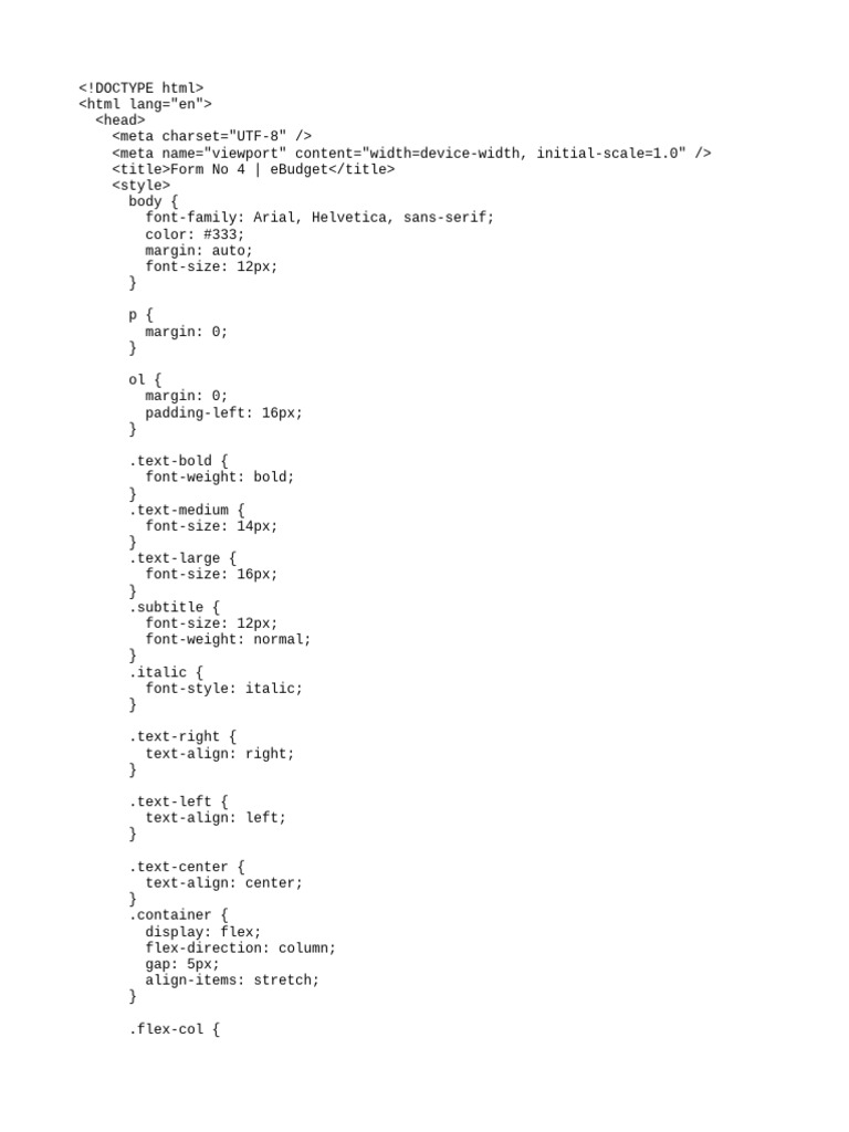 Form No 4 Template for eBudget | PDF