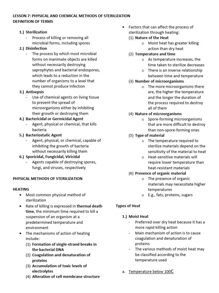 Sterilization Methods Overview | PDF | Disinfectant | Sterilization ...