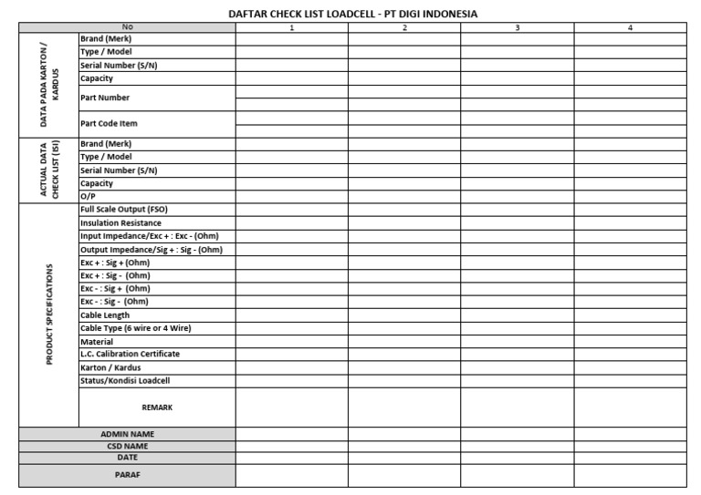 Loadcell Checklist and Specifications Guide | PDF