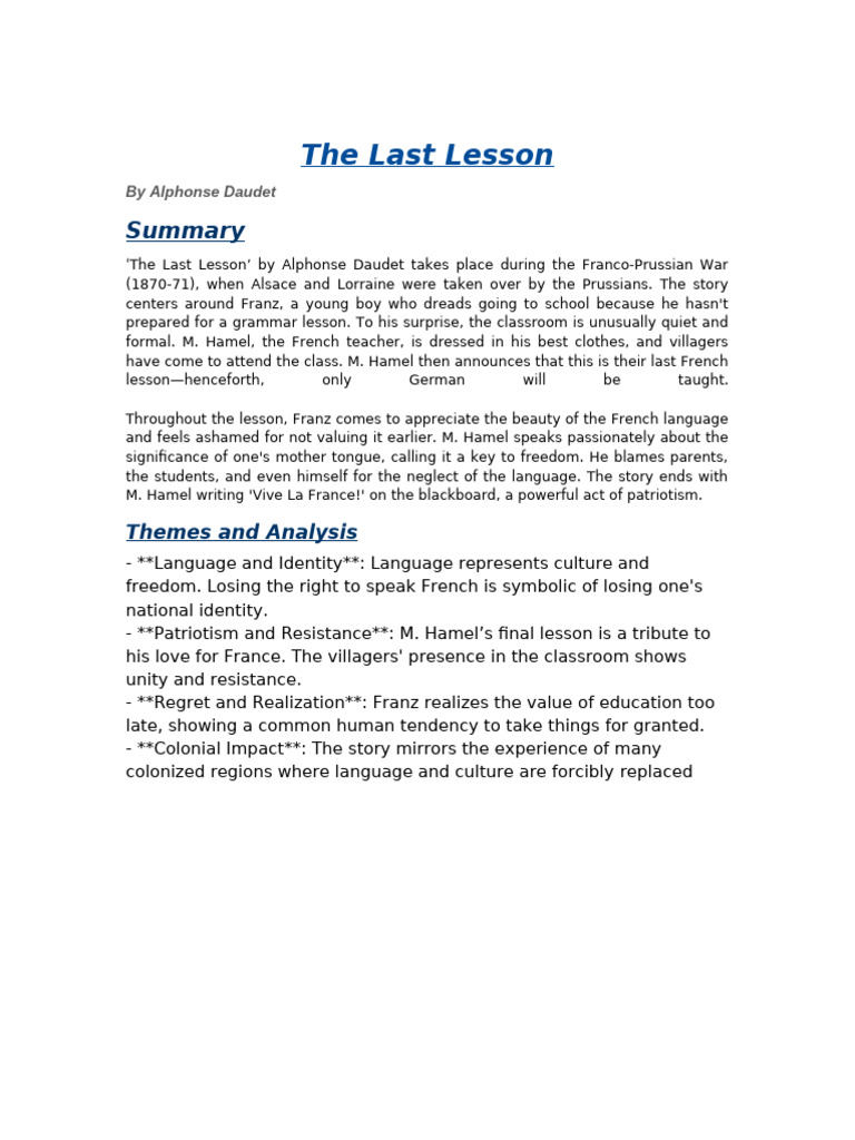 Copy1-The Last Lesson Two Pages Final | PDF